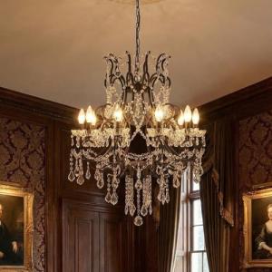 Modern Crystal Chandelier with 10 Lights, Adjustable Chain