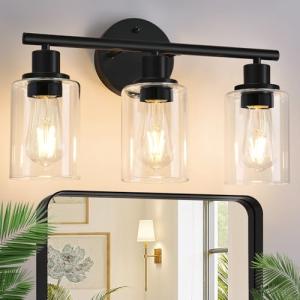 Modern 3-Light Black Bathroom Vanity Wall Lamp