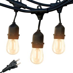 Brightech Ambience Pro - Waterproof LED Outdoor String Lights - Hanging, Dimmable 2W Vintage Edison Bulbs - 48 Ft Commercial Grade Patio Lights Create Cafe Ambience in Your Backyard