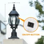 LUTEC Solar Post Light with Pier Mount Base, Dusk to Dawn Aluminium Solar Lamp Post Light, Exterior Black Solar Powered Fence Post Light Waterproof for Outside