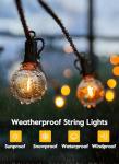 Brightown Outdoor String Lights with Remote, 38Ft(28+10) Patio Lights Outdoor Waterproof, String Lights for Outside with 15 Shatterproof LED Bulbs, Hanging Lights for Porch Balcony Bistro Cafe