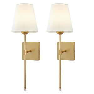 White Fabric Shade Wall Sconces Set of 2