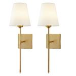 White Fabric Shade Wall Sconces Set of 2