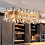 Gold Oval Crystal Chandelier, Modern Luxury Ceiling Pendant