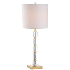 JONATHAN Y JYL5001A-SET2 Set of 2 Table Lamps Claire 28.5" Crystal LED Table Lamp Glam Bedside Desk Nightstand Lamp for Bedroom Living Room Office College Bookcase, Clear/Brass Gold