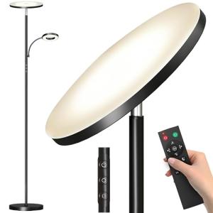 marctronic Floor Lamp, Upgraded 42W 4000LM Super Bright LED Lamp Light for Living Room Bedroom Office with Reading Light, Dimmable Modern Standing Lamp with Remote & Touch Control