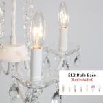 6-Light White Crystal Chandelier for Bedroom or Living Room