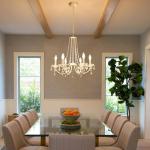 6-Light White Crystal Chandelier for Bedroom or Living Room