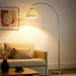 Modern Floor Lamp with Unique Hanging Wicker Shade