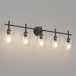 Matte Black Vintage Industrial 5-Light Bathroom Vanity Fixture