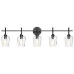 Matte Black Vintage Industrial 5-Light Bathroom Vanity Fixture