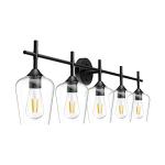 Matte Black Vintage Industrial 5-Light Bathroom Vanity Fixture