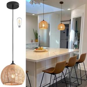 AyshwillDec Mini Hemp Rope Woven Pendant Chandelier