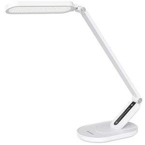 JKSWT LED Desk Lamp for Reading, Eye-Caring Natural Light Protects Eyes Dimmable Office Table Lamps with 5 Color Modes USB Charging Port Touch Control and Memory Function,10W