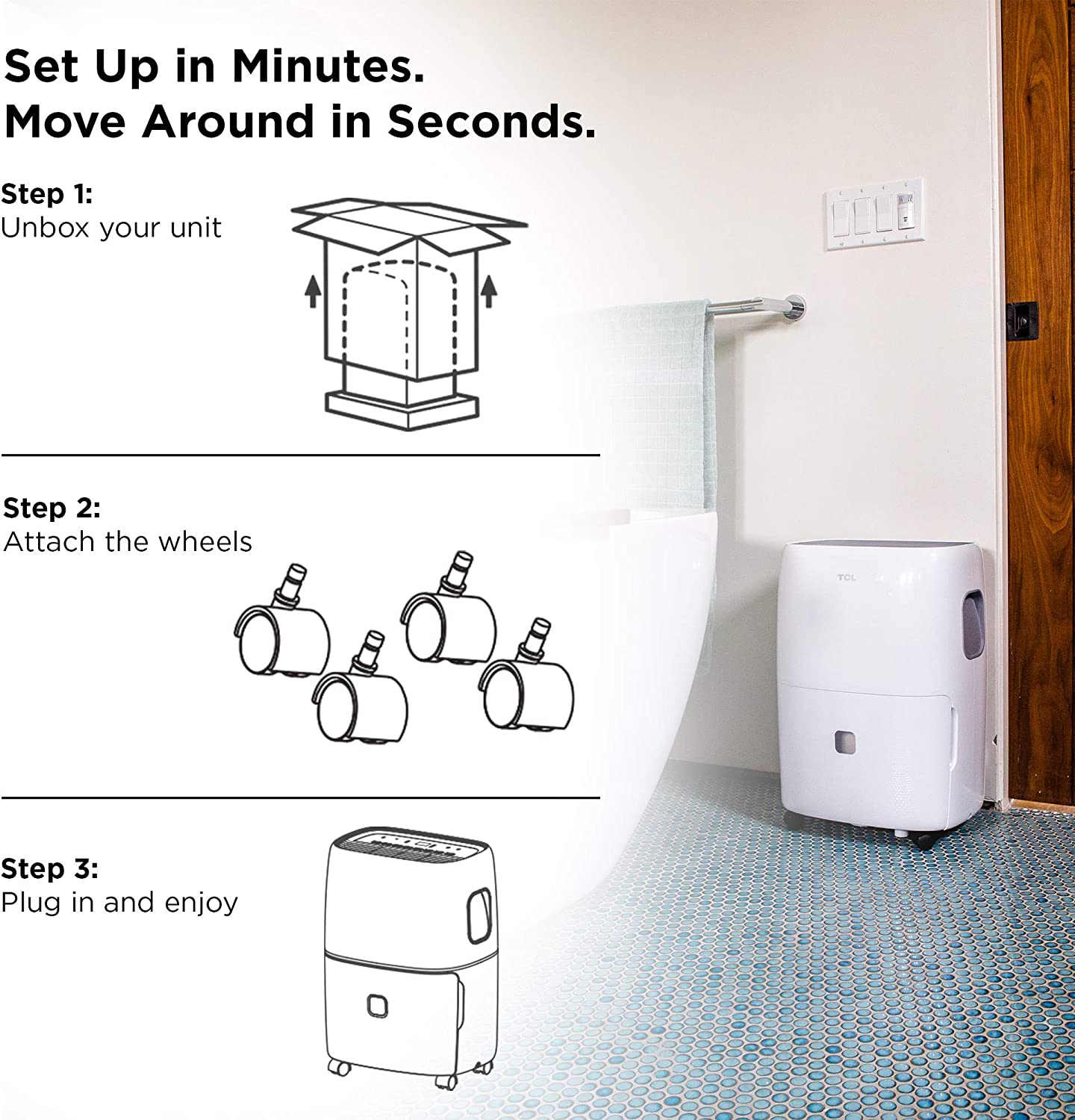 Smart Dehumidifier with Voice Control for Home & Basements