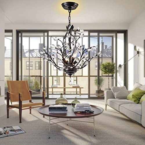 Maxax Vintage Crystal Branch Chandelier, Adjustable Pendant Light