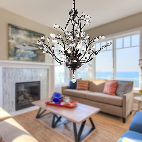 Maxax Vintage Crystal Branch Chandelier, Adjustable Pendant Light