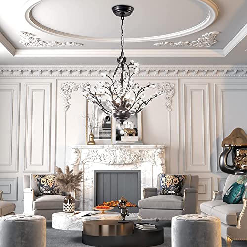 Maxax Vintage Crystal Branch Chandelier, Adjustable Pendant Light