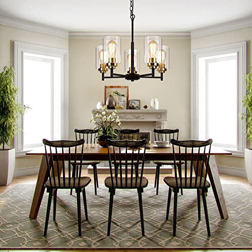 Modern Farmhouse 5-Light Chandelier with Clear Glass Shades