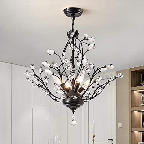 Maxax Vintage Crystal Branch Chandelier, Adjustable Pendant Light
