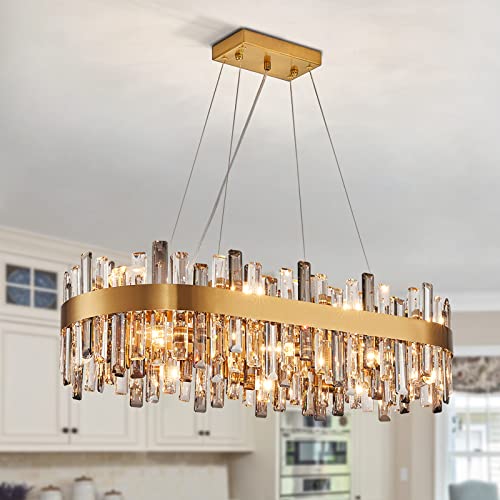 Gold Oval Crystal Chandelier, Modern Luxury Ceiling Pendant