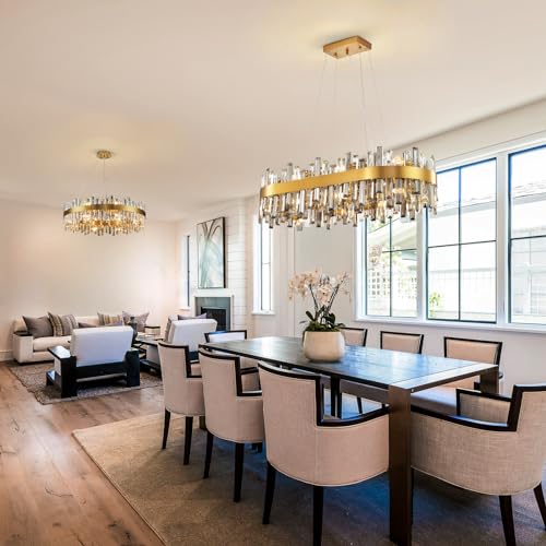 Gold Oval Crystal Chandelier, Modern Luxury Ceiling Pendant