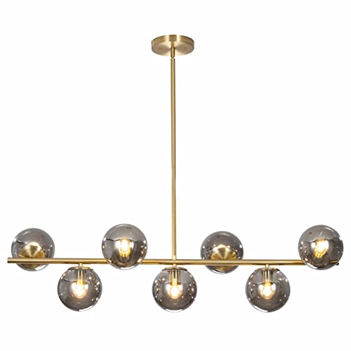 Modern Gold Brass 7-Light Globe Pendant Light Fixture