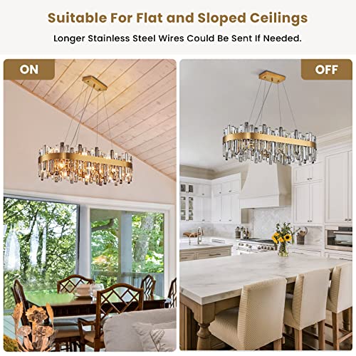 Gold Oval Crystal Chandelier, Modern Luxury Ceiling Pendant