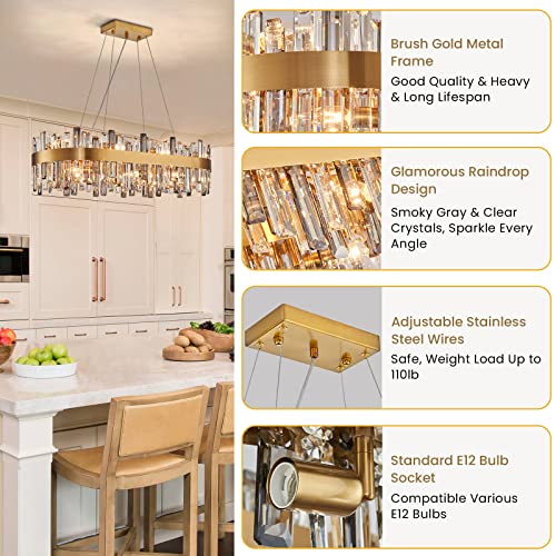 Gold Oval Crystal Chandelier, Modern Luxury Ceiling Pendant
