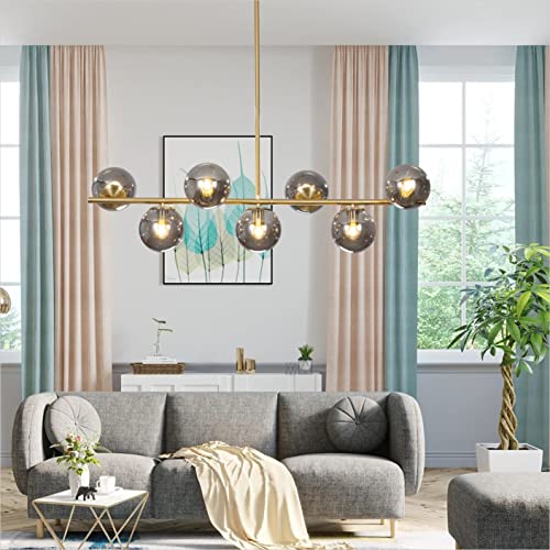 Modern Gold Brass 7-Light Globe Pendant Light Fixture