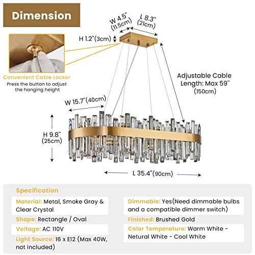 Gold Oval Crystal Chandelier, Modern Luxury Ceiling Pendant