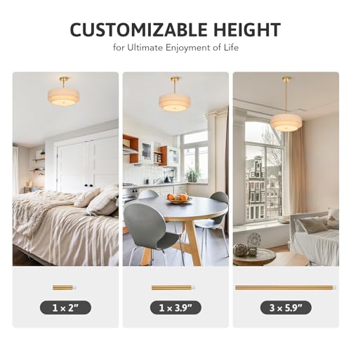 VONLUCE 4-Light Drum Chandeliers with Fabric Shade
