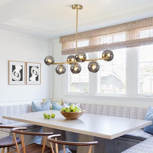 Modern Gold Brass 7-Light Globe Pendant Light Fixture