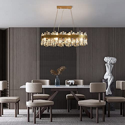 Gold Oval Crystal Chandelier, Modern Luxury Ceiling Pendant