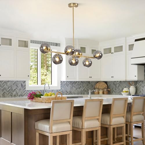 Modern Gold Brass 7-Light Globe Pendant Light Fixture