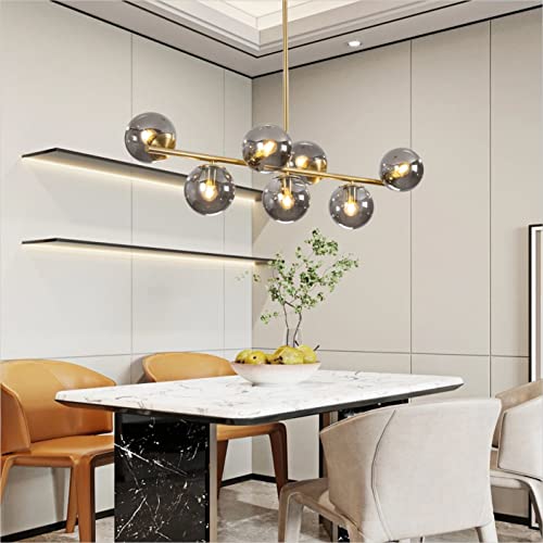 Modern Gold Brass 7-Light Globe Pendant Light Fixture
