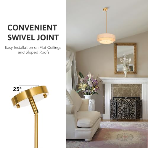 VONLUCE 4-Light Drum Chandeliers with Fabric Shade