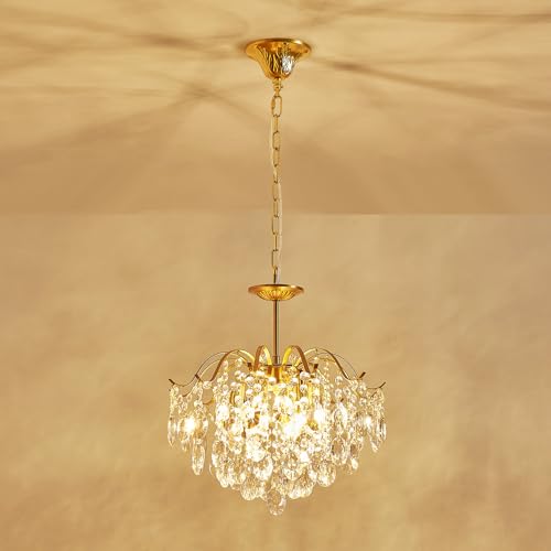 Modern Raindrop Crystal Chandelier, 6-Light Brass Frame