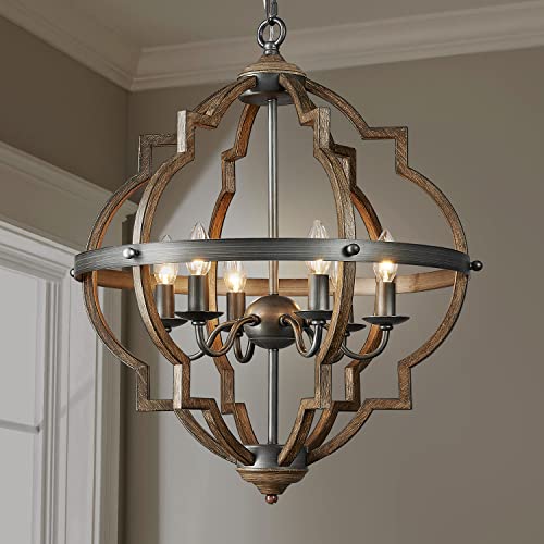 Rustic Globe Chandelier for Dining Room, Adjustable Chain
