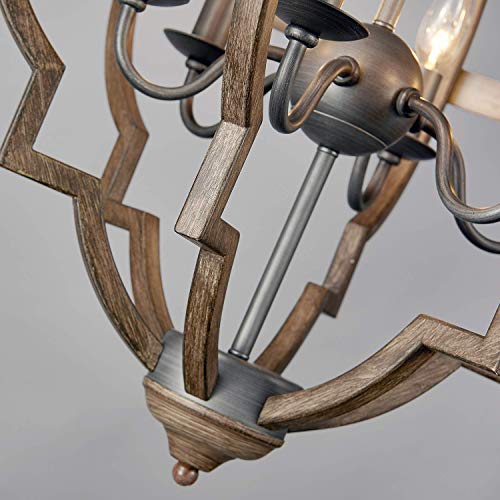 Rustic Globe Chandelier for Dining Room, Adjustable Chain