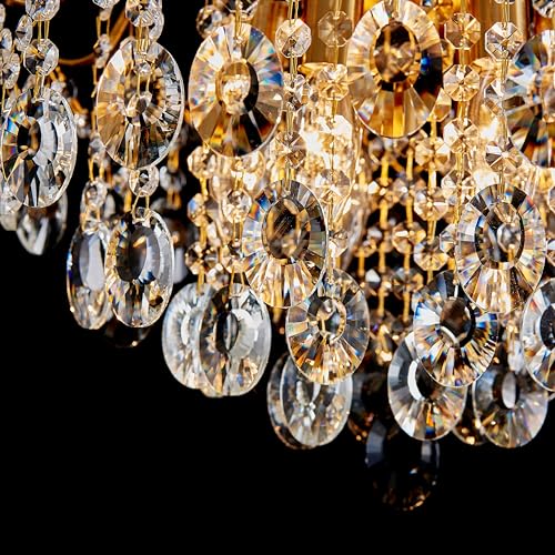 Modern Raindrop Crystal Chandelier, 6-Light Brass Frame