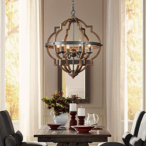 Rustic Globe Chandelier for Dining Room, Adjustable Chain