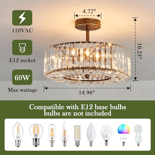 Modern Crystal Chandelier Oil Rubbed Bronze Round Flush
