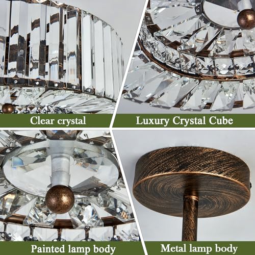 Modern Crystal Chandelier Oil Rubbed Bronze Round Flush