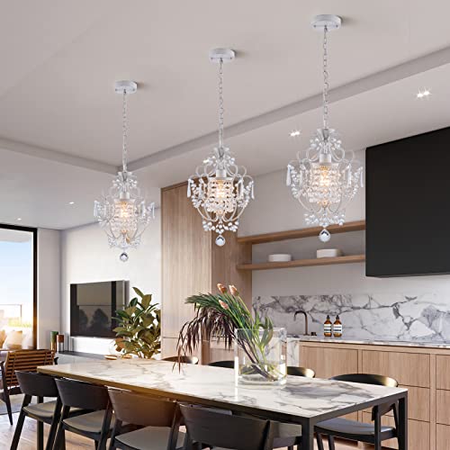 Elegant White Crystal Mini Chandelier for Bedroom