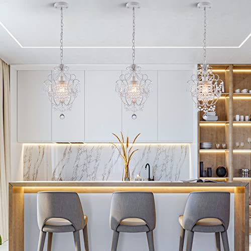 Elegant White Crystal Mini Chandelier for Bedroom