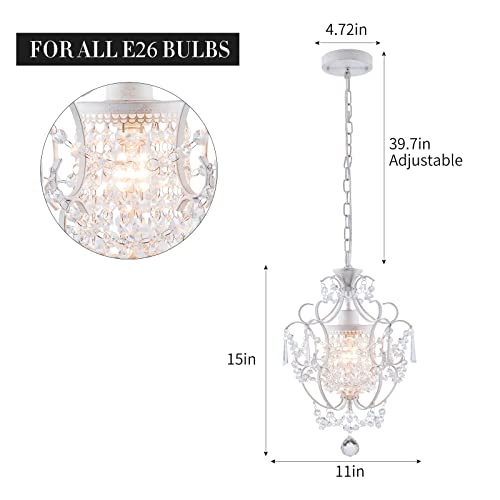 Elegant White Crystal Mini Chandelier for Bedroom
