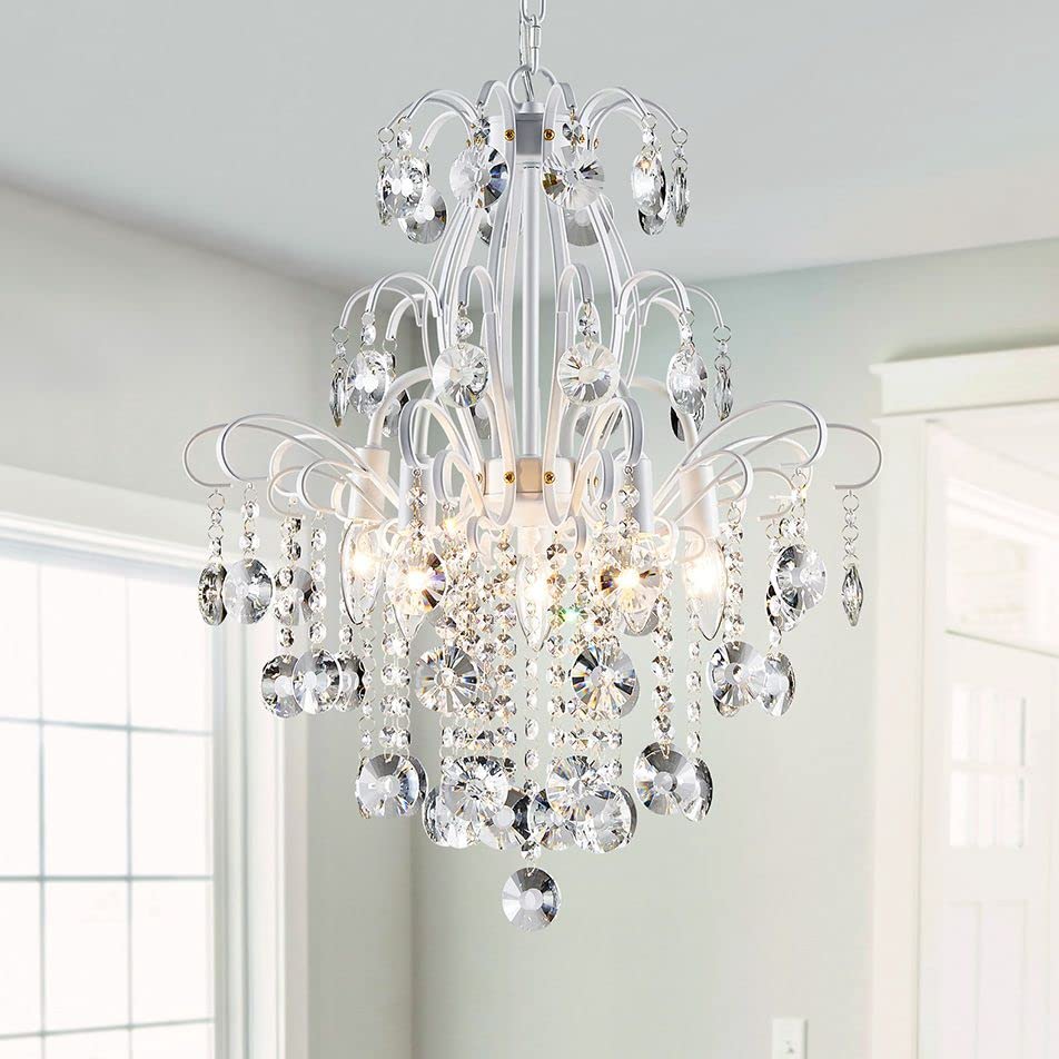 Crystal Chandelier Pendant Ceiling Light Modern Fixture, White