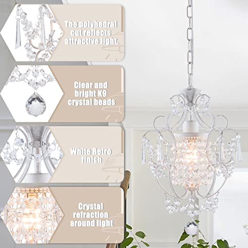 Elegant White Crystal Mini Chandelier for Bedroom