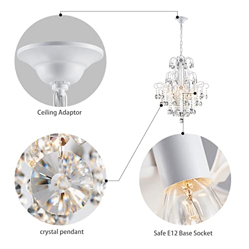 Crystal Chandelier Pendant Ceiling Light Modern Fixture, White